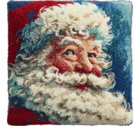 AMBATTERY Kit Coussin à Nouer 43x43cm, le père Noël Tapis DIY Point Noué pour Adultes et Débutants,Kit Crochet,Housse De Coussin En Crochet,Décoration Canapé et Maison