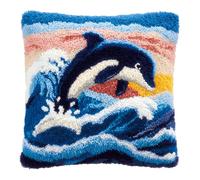 AMBATTERY Kit Coussin au Point Noué, Dauphin Tapis Point Noué Kit,Kits de Crochet de Verrouillage for Adultes Débutants Bricolage,43x43cm