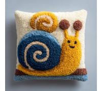 AMBATTERY Kit Coussin au Point Noué, Escargots animaux Tapis Point Noué Kit,Kits de Crochet de Verrouillage for Adultes Débutants Bricolage,43x43cm