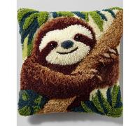 AMBATTERY Kit Crochet de Verrouillage paresseux animal Kit de Coussin à Loquet Kits Tapis Point Noué à Faire pour Débutants, Latch Hook Canevas Coussin Point 43x43cm