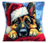 AMBATTERY Kit Crochet De Verrouillage Tapis, Animal Chien Coussin Point Noué Kit Complet,Kits Diy Crochet À Loquet Coussin 43x43cm