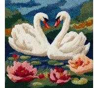 AMBATTERY Kit De Coussin À Verrouillage Animaux cygnes Kit De Fabrication De Taies D'Oreiller/Housses De Coussin,Kits De Crochets À Loquet Diy Pour Un Projet De Démarrage 43x43cm