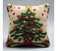 AMBATTERY Kit De Coussin À Verrouillage arbre de Noël Kit De Fabrication De Taies D'Oreiller/Housses De Coussin,Kits De Crochets À Loquet Diy Pour Un Projet De Démarrage 43x43cm