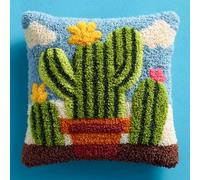 AMBATTERY Kit De Coussin À Verrouillage Cactus de dessin animé Kit De Fabrication De Taies D'Oreiller/Housses De Coussin,Kits De Crochets À Loquet Diy Pour Un Projet De Démarrage 43x43cm
