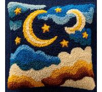 AMBATTERY Kit De Coussin À Verrouillage Cartoon Moon Kit De Fabrication De Taies D'Oreiller/Housses De Coussin,Kits De Crochets À Loquet Diy Pour Un Projet De Démarrage 43x43cm