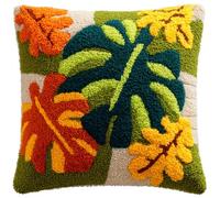 AMBATTERY Kit De Coussin À Verrouillage Feuilles de dessin animé Kit De Fabrication De Taies D'Oreiller/Housses De Coussin,Kits De Crochets À Loquet Diy Pour Un Projet De Démarrage 43x43cm