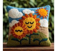 AMBATTERY Kit De Coussin À Verrouillage fleurs de tournesol Kit De Fabrication De Taies D'Oreiller/Housses De Coussin,Kits De Crochets À Loquet Diy Pour Un Projet De Démarrage 43x43cm