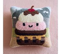 AMBATTERY Kit De Crochet À Loquet Coussin Glace de dessin animé Kits De Crochet À Nouer Diy,Housses De Coussin Au Crochets Avec Motif Imprimé,Décoration D'Intérieur 43x43cm