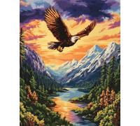 AMBATTERY Kit De Crochet Aigle Animal Et Paysage Loquet Crochet Kit Complet Kit Crochet Loquet Kit Tapis Point Noué À Faire Debutant Kit Crochet Debutant Francais 21x29in