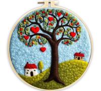 AMBATTERY Kit de feutrage à l'aiguille, Arbre à fleurs feutre de peinture en laine avec instructions, kit de démarrage en feutre aiguilleté pour décoration à faire soi-même