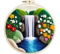 AMBATTERY Kit de feutrage à l'aiguille, Cascade feutre de peinture en laine avec instructions, adultes, kit de peinture en feutre pour décoration de maison et de bureau