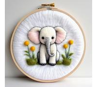 AMBATTERY Kit De Feutrage À L'Aiguille Éléphant De Dessin Animé Kit De Feutrage À L'Aiguille Pour Débutants，Kits De Peinture À L'Aiguilles Pour Le Bricolage Et La Décoration 20x20cm