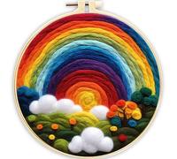 AMBATTERY Kit De Feutre Aiguilleté pour Débutants, Arc-en-ciel Le Kit De Feutre De Laine Comprend Outils De Base De Feutre Mat, Outils Et Fournitures Complets De Feutre Aiguilleté