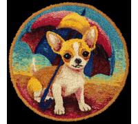 AMBATTERY Kit de Tapis de Crochet à Point Noué Set, Animal Chien Tapis à Point noué Loquet Bricolage,Nouer Création de Crocher pour Adultes,50x50cm