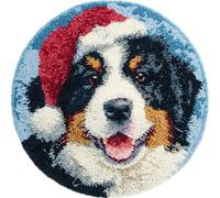 AMBATTERY Kit de Tapis de Crochet à Point Noué Set, Animal Chien Tapis à Point noué Loquet Bricolage,Nouer Création de Crocher pour Adultes,50x50cm