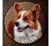 AMBATTERY Kit de Tapis de Crochet à Point Noué Set, Animal Chien Tapis à Point noué Loquet Bricolage,Nouer Création de Crocher pour Adultes,50x50cm