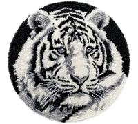 AMBATTERY Kit de Tapis de Crochet à Point Noué Set, animal tigre Tapis à Point noué Loquet Bricolage,Nouer Création de Crocher pour Adultes,50x50cm