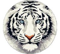 AMBATTERY Kit de Tapis de Crochet à Point Noué Set, animal tigre Tapis à Point noué Loquet Bricolage,Nouer Création de Crocher pour Adultes,50x50cm