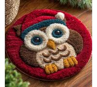 AMBATTERY Kit de Tapis de Crochet à Point Noué Set, Chouette Tapis à Point noué Loquet Bricolage,Nouer Création de Crocher pour Adultes,50x50cm