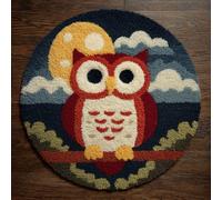 AMBATTERY Kit de Tapis de Crochet à Point Noué Set, Chouette Tapis à Point noué Loquet Bricolage,Nouer Création de Crocher pour Adultes,50x50cm