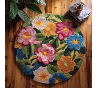 AMBATTERY Kit de Tapis de Crochet à Point Noué Set, Fleurs d'orchidées Tapis à Point noué Loquet Bricolage,Nouer Création de Crocher pour Adultes,50x50cm