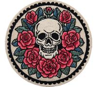 AMBATTERY Kit de Tapis de Crochet à Point Noué Set, Fleurs et os Tapis à Point noué Loquet Bricolage,Nouer Création de Crocher pour Adultes,50x50cm