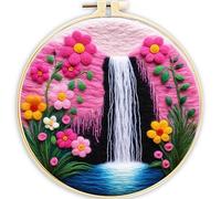 AMBATTERY Kit Laine Feutrée, Cascade Kit de Feutrage à l'Aiguille Laine Feutrage Outil Mèche de laine, Laine Feutrée Aiguilles et Tapis, Cercle à Broder, Kit Laine Feutrée Débutant