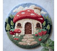 AMBATTERY Kit Tapis à Crochet à Loquet Adultes, Champignon de dessin animé Kit Tapis Crochet,Latch Hook Rug,Carpet Making Crafts DIY Craft Gifts,50x50cm