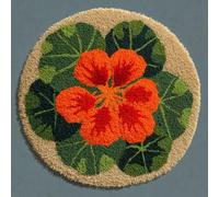 AMBATTERY Kit Tapis à Crochet à Loquet Adultes, fleurs de capucine Kit Tapis Crochet,Latch Hook Rug,Carpet Making Crafts DIY Craft Gifts,50x50cm