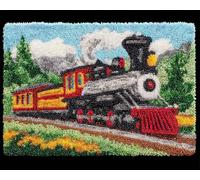 AMBATTERY Kit Tufting Complet Train Vintage Kit De Crochet À Faire Soi-Même，Ensemble De Broderie，Fabrication De Tapis，Kits De Toile，Travaux D'Aiguille，Artisanat Pour La Décoration Intérieure 21x29in