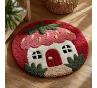 AMBATTERY Kits de Crochet de Loquet Champignon de dessin animé Point de Croix,Kit Tapis Point Noué à Faire,Latch Hook Kit de Tapisserie pour Adultes,Débutants,50x50cm