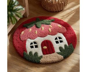 AMBATTERY Kits de Crochet de Loquet Champignon de dessin animé Point de Croix,Kit Tapis Point Noué à Faire,Latch Hook Kit de Tapisserie pour Adultes,Débutants,50x50cm