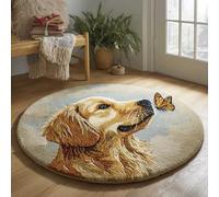 AMBATTERY Kits de Crochet de Loquet Chien et papillon Point de Croix,Kit Tapis Point Noué à Faire,Latch Hook Kit de Tapisserie pour Adultes,Débutants,50x50cm