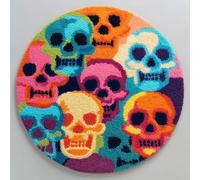 AMBATTERY Kits de Crochet de Loquet Os de dessin animé Point de Croix,Kit Tapis Point Noué à Faire,Latch Hook Kit de Tapisserie pour Adultes,Débutants,50x50cm