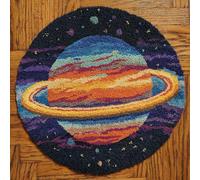 AMBATTERY Kits de Crochet de Loquet univers ciel étoilé Point de Croix,Kit Tapis Point Noué à Faire,Latch Hook Kit de Tapisserie pour Adultes,Débutants,50x50cm