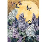 AMBATTERY Kits de Point de Croix, Fleurs de lune et papillons DIY Kit de Broderie 11CT Estampé, pour Adultes Débutant Enfants Maison Décoration