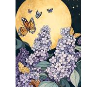 AMBATTERY Kits de Point de Croix, Fleurs de lune et papillons DIY Kit de Broderie 11CT Estampé, pour Adultes Débutant Enfants Maison Décoration
