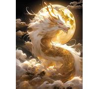 AMBATTERY Kits de point de croix pour adultes, Dragon mythique,A,40 * 50cm 11CT canevas point de croix,debutant broderie point de croix imprimé,décoration murale