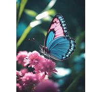 AMBATTERY Loquet Crochet Kit Papillons Et Fleurs Coloréskits De Fabrication De Tapis De Paillasson，Tapis À Crochet Imbriqué，Emballage Cadeau DIY pour Adolescents/Adultes avec Toile Imprimée 31x63in