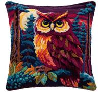 AMBATTERY Point Noué Kit de Taie D'oreiller à Crochet, Chouette Kit Coussin au Point Noué pour la Décoration D'oreillers et de Coussins,Kits De Crochet 43x43cm