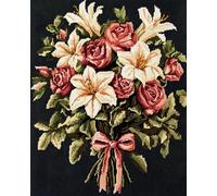 AMBATTERY Punch Needle Kit Adulte Bouquet De Rosestapis À Loquet pour Bricolage avec Ensembles D'Outils De Coussin De Point De Croix pour Débutants Et Adultes Kit De Tapisserie À Broder Grand 23x35in