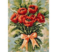 AMBATTERY Punch Needle Kit Adulte Bouquet Rougetapis À Loquet pour Bricolage avec Ensembles D'Outils De Coussin De Point De Croix pour Débutants Et Adultes Kit De Tapisserie À Broder Grand 23x35in