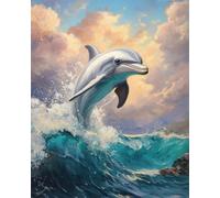 AMBATTERY Punch Needle Kit Adulte Dauphin Animaltapis À Loquet pour Bricolage avec Ensembles D'Outils De Coussin De Point De Croix pour Débutants Et Adultes Kit De Tapisserie À Broder Grand 31x63in