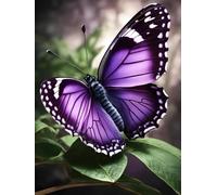 AMBATTERY Punch Needle Kit Adulte Papillon Violet Animalkit De Tapis À Crochet De Loquet Fabrication,Tapisserie DIY pour La Décoration Intérieure Ensemble Adolescents Et 21x29in