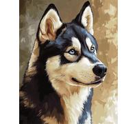 AMBATTERY Tapis De Crochet À Point Noué Chiens Husky Tapis À Loquet Ensemble De Broderie Au Point De Croix,Outils De Bricolage Pour Débutants,Adultes,Kit De Tapisserie Coussin 21x29in