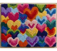 AMBATTERY Tapis Point Noué Kit Cœur aquarelle 55x75cm