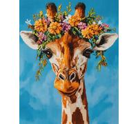 AMBATTERY Tufting Kit Complet Girafes,Animaux Et Fleurs Kit De Crochet Pour Adultes Débutants,Kits De Fabrication De Tapis Diy Avec Ensemble De Coussins Loquet En Toile Imprimée 31x45in