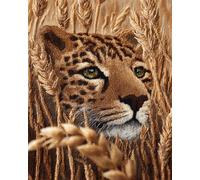 AMBATTERY Tufting Kit Complet Portrait Animalier Du Léopard Kit De Crochet À Loquet Diy Ensemble De Verrouillage Automatique Pour Adultes Kits De Tapisserie Débutants Grand Tapis Pré-Imprimé 21x29in