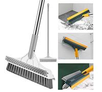 aMBayz 2 in 1 Floor Scrub Brush with Long Handle, Adjustable V-Shaped Cleaning Brush Head, 120 Degree Triangular Rotating Brush Head with Squeegee, Tile Cleaning Crevice Dead Corner (Upgrade-B)