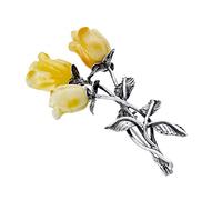 AMBEDORA Broche en argent sterling 925 ambre baltique lait roses jaunes cadeau pour les dames
